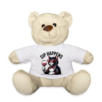 Sip Happens Katzenwein-Liebhaber - Teddy - Weiß - Vorne