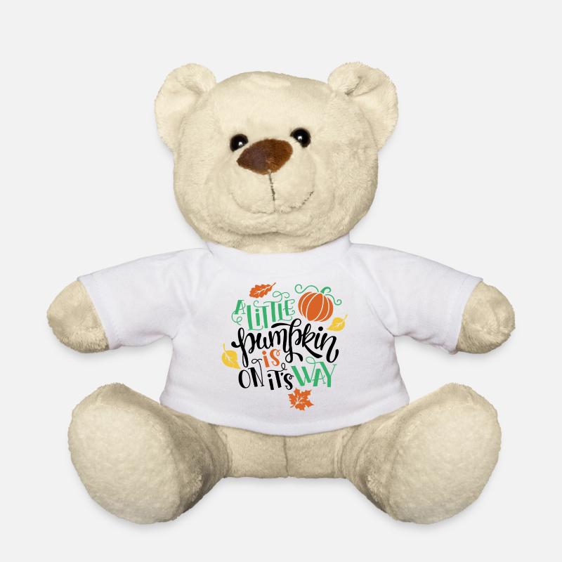 Déco Automne avec Citrouille et Feuilles - Nounours - blanc