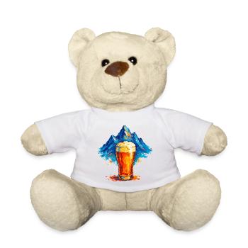 Bergkulisse mit Bierglas - Teddy - Weiß - Vorne