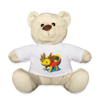 Lebendiges Regenbogen-Axolotl-Design - Teddy - Weiß - Vorne