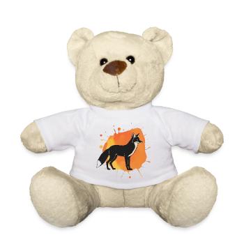 Falcon Dog Silhouette with Orange Background - Teddy Bear - white - Front