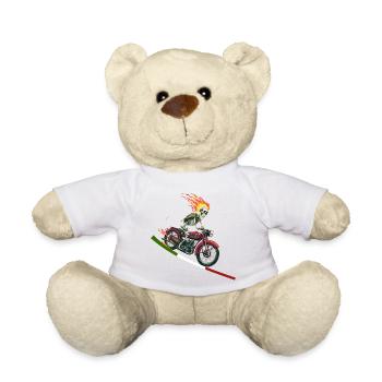 Skelett in Motorrad Flammende Italienische Flagge - Teddy - Weiß - Vorne