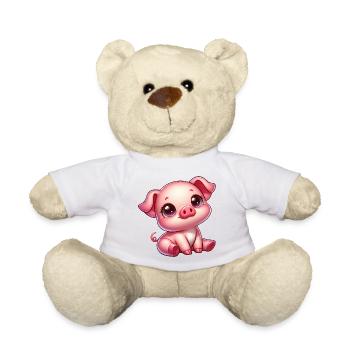 Süß Ferkel Cartoon Bauernhof Kawaii Landwirtschaft - Teddy - Weiß - Vorne