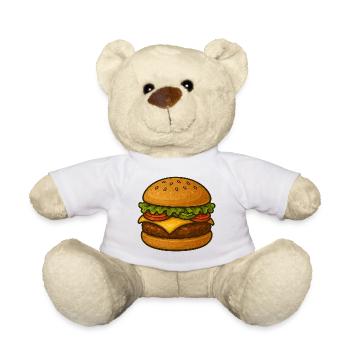 Ausdrucksstarker Burger-Design mit grünen Akzenten - Teddy - Weiß - Vorne