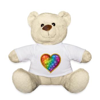 Galaxie-Herz mit goldener Kontur - Teddy - Weiß - Vorne