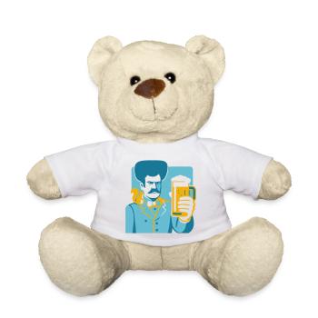Retro Held mit Bierglas Motiv - Teddy - Weiß - Vorne