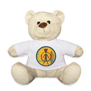 Surfer Art Silhouette with Surfboard - Teddy Bear - white - Front