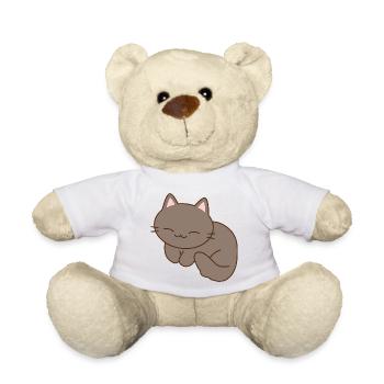 Cute Smiling Cat Illustration - Teddy Bear - white - Front