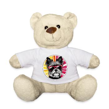 Dog with sunglasses neon design - Teddy Bear - white - Front