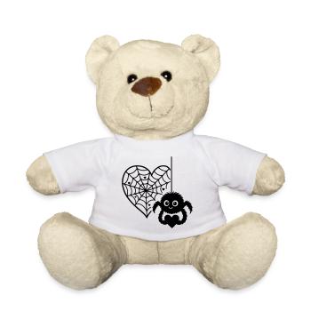 Flauschige_Spinne_und_Herzspinnennetz avec cœur - Nounours - blanc - Devant