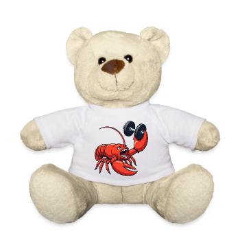 Funny Lobster Fitness Dumbbell Workout Cartoon - Teddy Bear - white - Front