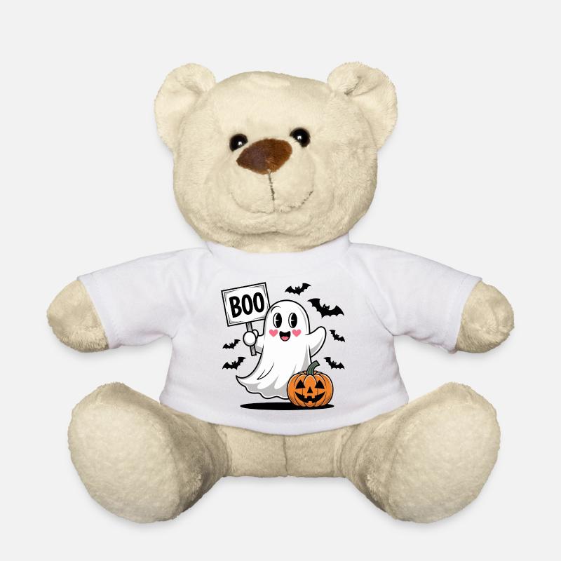 Halloween Boo Geist mit Kürbis - Teddy - Weiß