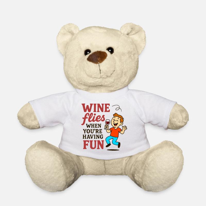 Cheerful drinking wine funny text - Teddy Bear - white