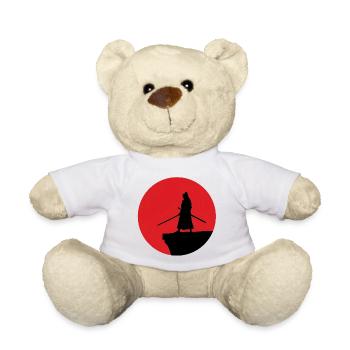 Samurai Silhouette vor rotem Mond - Teddy - Weiß - Vorne