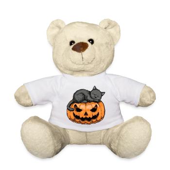 Sleepy Cat Halloween Design - Teddy Bear - white - Front