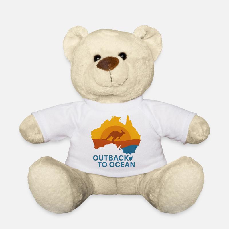 Outback to Ocean – Australia Map Shirt - Teddy Bear - white