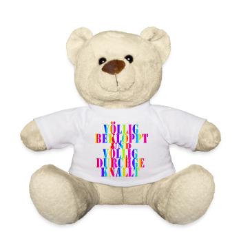 Naughty Saying Full Color Typo Kaleidoscope Retro - Teddy Bear - white - Front