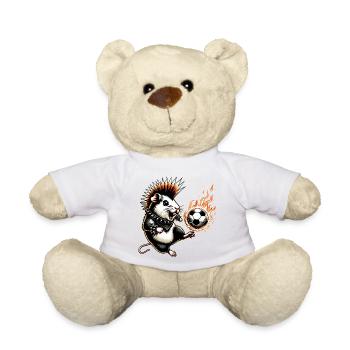 Punk guinea pig with burning soccer ball - Teddy Bear - white - Front
