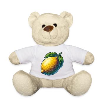 Bright lemon and green leaves - Teddy Bear - white - Front