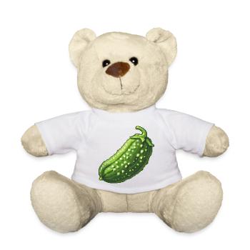 Pixel Cucumber Retro Green - Teddy Bear - white - Front