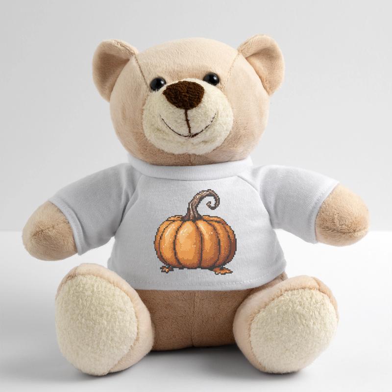 Pixel Pumpkin Retro Halloween Teddy Bear