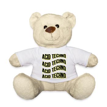 Glitch Acid Techno Wiederholt Neon - Teddy - Weiß - Vorne