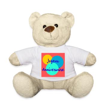 ANNIVERSARY. HAPPY BIRTHDAY. HAPPY BIRTHDAY. - Teddy Bear - white - Front
