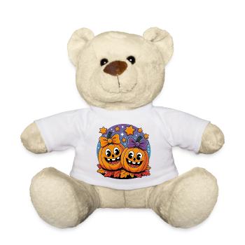 Pumpkin duo in the starry sky - Teddy Bear - white - Front