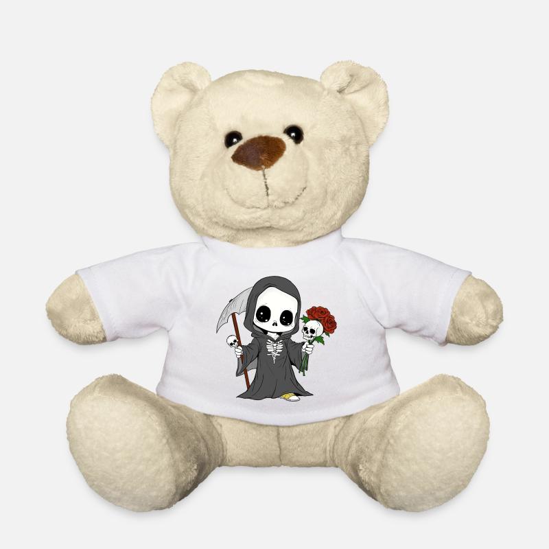 Faucheuse avec des roses et des crânes - Nounours - blanc