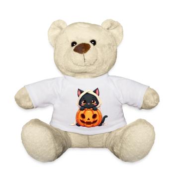 Chat d’Halloween avec citrouille d’Halloween - Nounours - blanc - Devant
