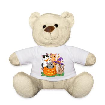 Kürbis Katzen Halloween Trio - Teddy - Weiß - Vorne
