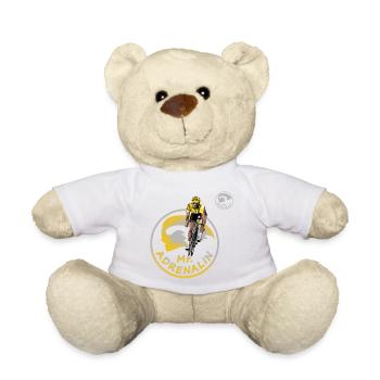 Yellow Cyclist Silhouette - Teddy Bear - white - Front
