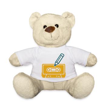 Retro Bleistift Kassette - Teddy - Weiß - Vorne