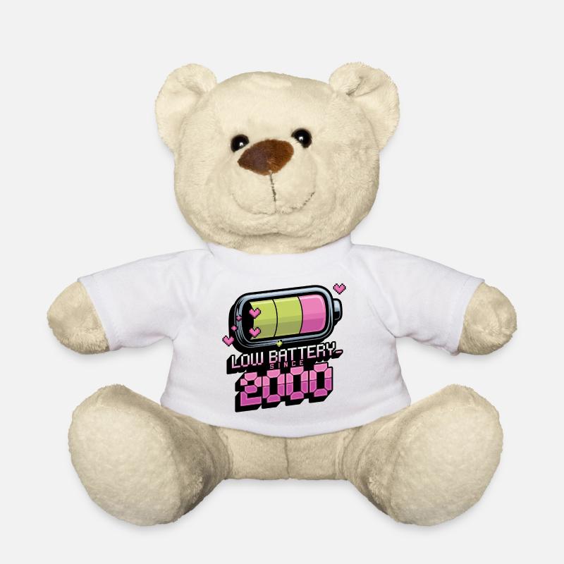 Y2K Retro – Low Battery Since 2000 - Teddy - Weiß