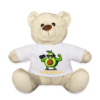 Fitness Avocado Gym Buddy Krafttraining Cartoon - Teddy - Weiß - Vorne