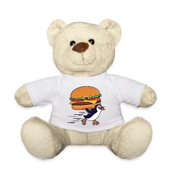 Funny Penguin Cheeseburger Cool Roller Skates - Teddy Bear - white - Front