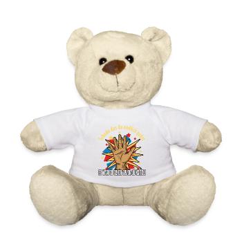 Popart Hand with Explosiveness, Oxymoron - Teddy Bear - white - Front