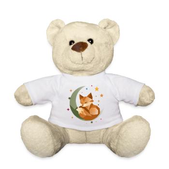 Schlafender Fuchs auf dem Mond – geometrisch  - Teddy - Weiß - Vorne