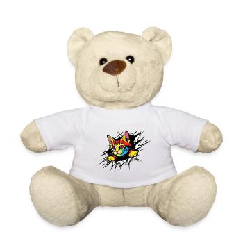 Chat gothique aux yeux violets - Chaton mignon - Nounours - blanc - Devant