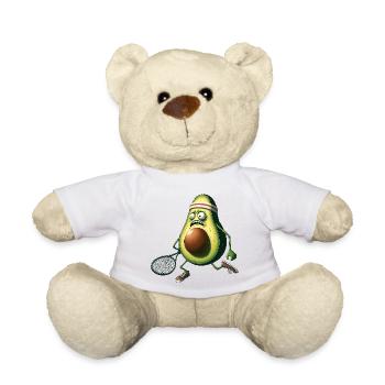 Lustige Avocado Beim Tennis Mit Schlaeger - Teddy - Weiß - Vorne