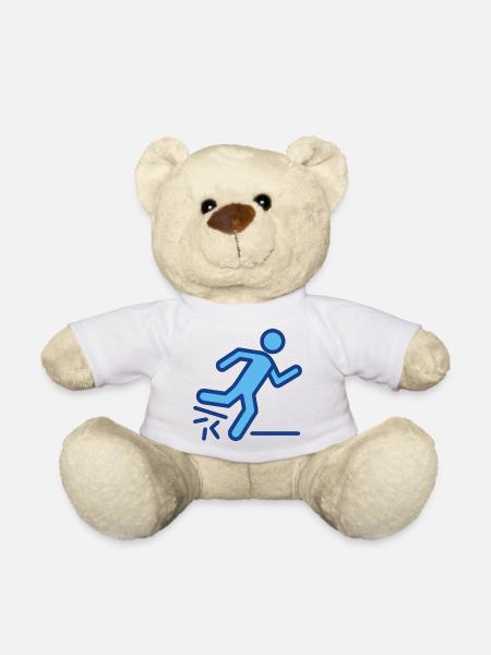 Dynamic Blue Runner Silhouette - Teddy Bear - white
