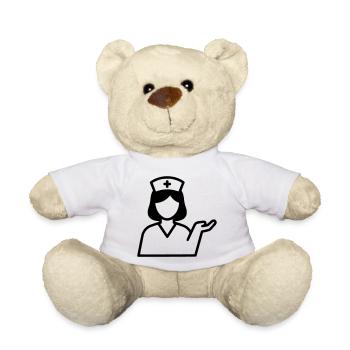 Icône de l’infirmière | Des soins avec le cœur - Nounours - blanc - Devant