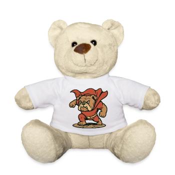 Power Superheld Bulldog Maskottchen mit Cape Art - Teddy - Weiß - Vorne