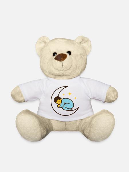 Bébé mignon sur la lune | Bonne nuit - Nounours - blanc