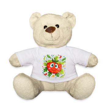 Fröhliche Tomate im Grünen Muster - Teddy - Weiß - Vorne