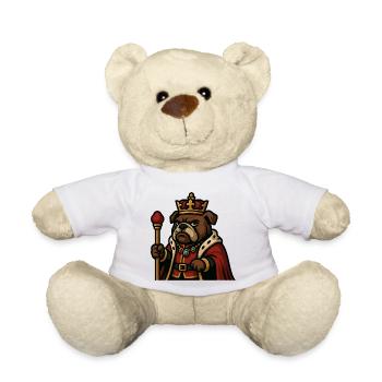 Bulldogge König mit Krone Zepter Royal Cartoon Art - Teddy - Weiß - Vorne