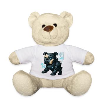 Futuristischer Cyber-Bulldogge in Kampfrüstung - Teddy - Weiß - Vorne