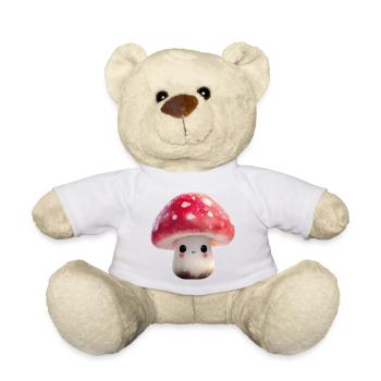 Mushroom Kawaii with Face - Teddy Bear - white - Front