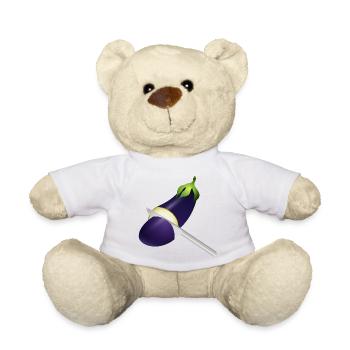 Aubergine lumineuse avec couteau de cuisine - Nounours - blanc - Devant