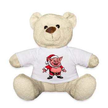 Schweinchen Weihnachtsmann - Teddy - Weiß - Vorne